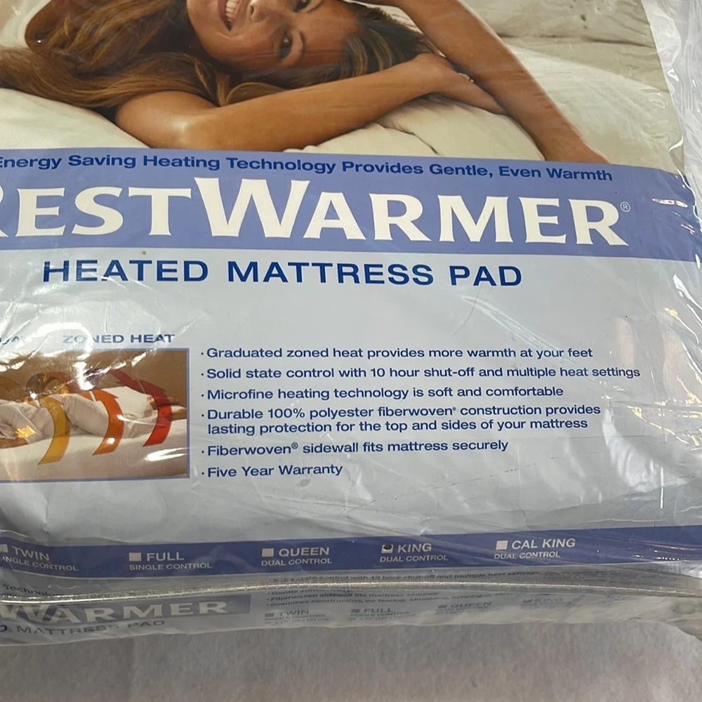 New Unused King Size Heated Mattress Pad White Rest Warmer Dual Control